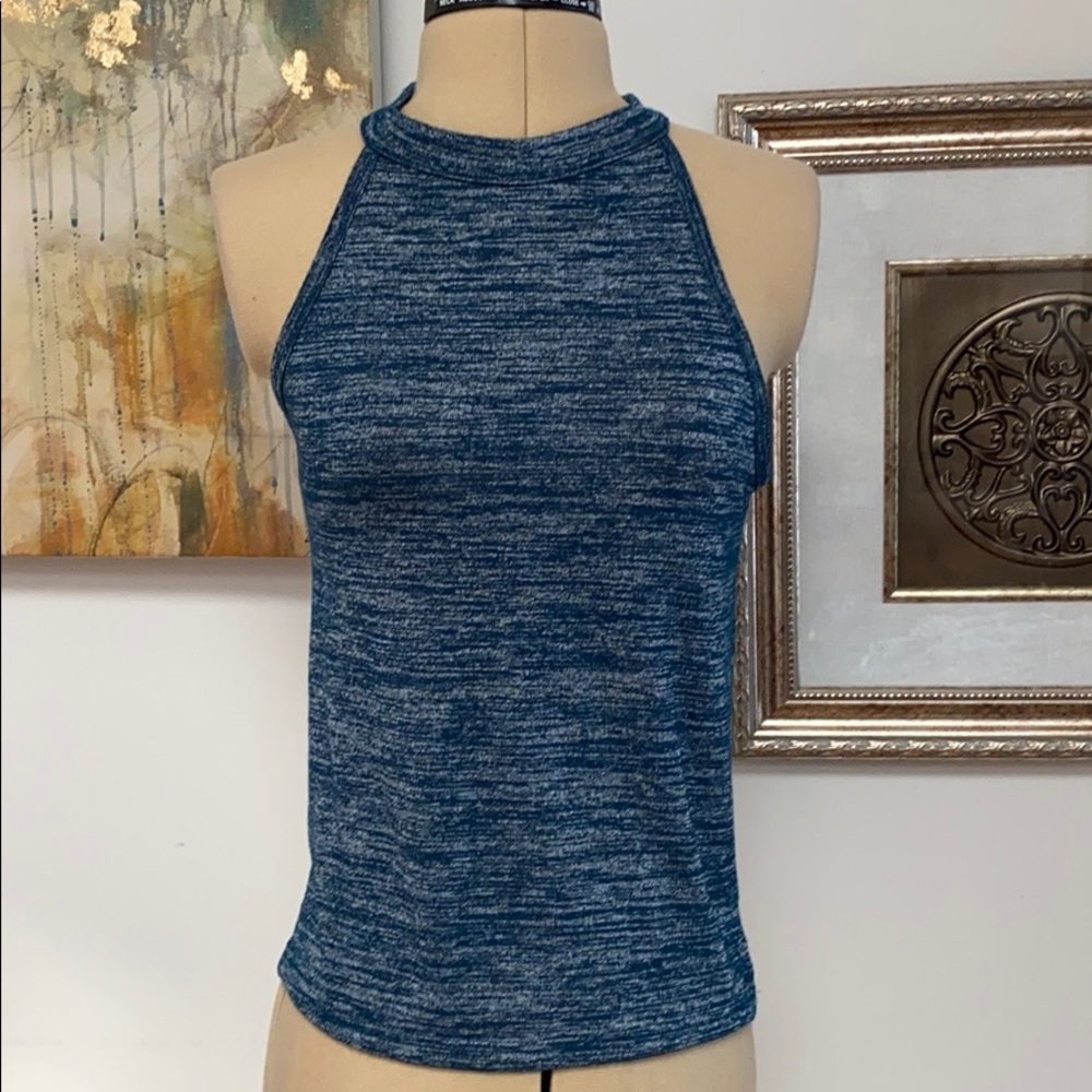 Small, high neck tank in teal